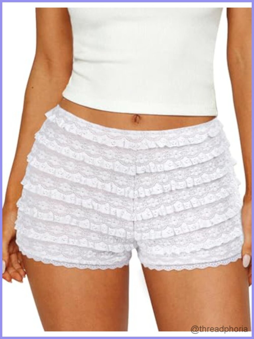 Ruffle Lace Mini Shorts with Liner Low Rise Bloomers